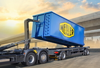 Der neue Behältertransportanhänger von Meiller ist flexibel für den Transport verschiedener Abrollcontainer von 5 bis 7 m Länge einsetzbar und besonders robust. (Bild: Meiller)