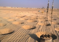 In Abu Dhabi entsteht ein neuer Stadtteil für 22.000 Menschen. Ein BAUER MC 96 Seilbagger ist zur Bodenverdichtung im Einsatz.