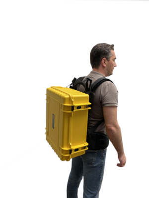 Mit wenigen Handgriffen wird der Koffer für die komfortable Mitnahme des 5G2GO-Systems zur Umhängetasche oder zum Rucksack. (Bild: ConnectingCase GmbH)